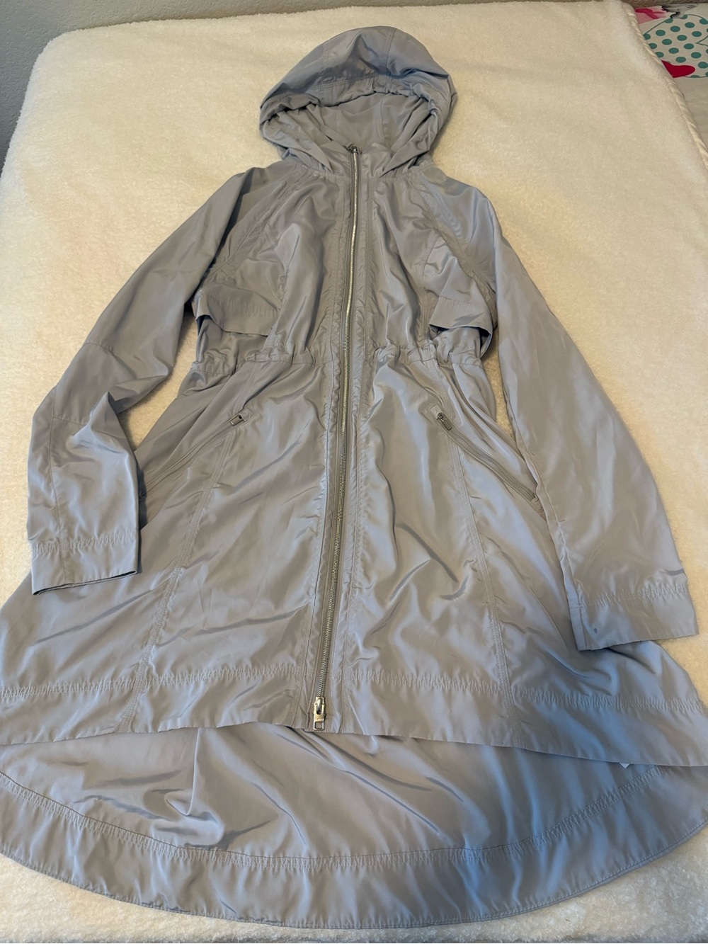 Athleta Light Gray Hooded Trench Coat